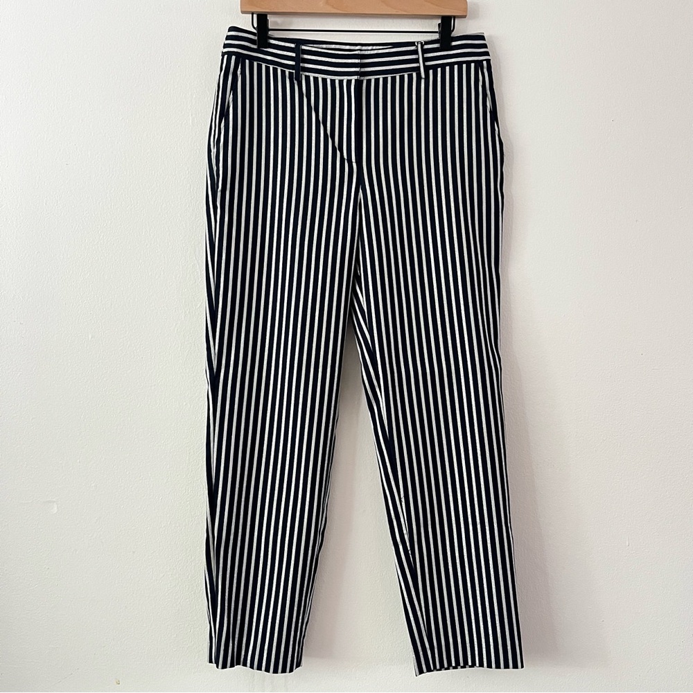 Atos Lombardini Cotton Blend Metallic Stripe Pants Black size IT 46/US 12-14 NWT